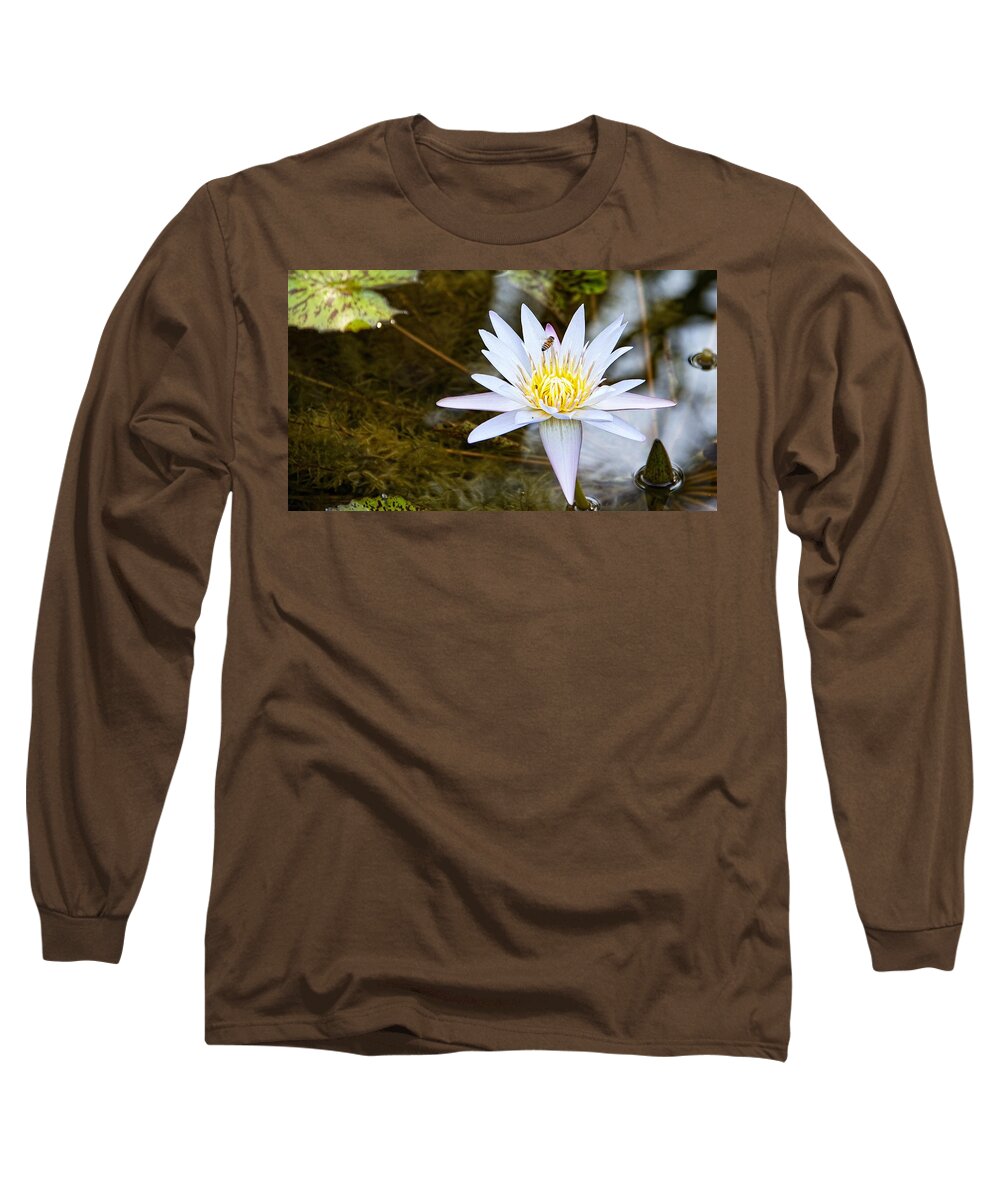 Water Lily Long Sleeve T-Shirt featuring the photograph Busy Bee by Dave Files