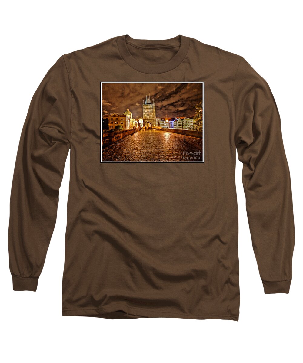 Charles Bridge Long Sleeve T-Shirt featuring the photograph Charles Bridge At Night by Madeline Ellis