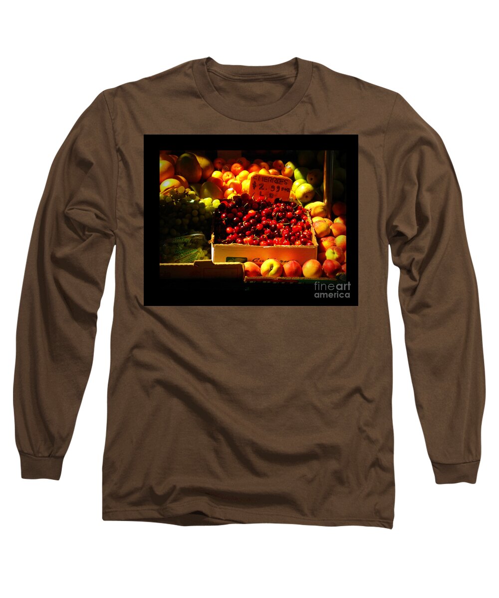 Fruitstand Long Sleeve T-Shirt featuring the photograph Cherries 299 a Pound by Miriam Danar