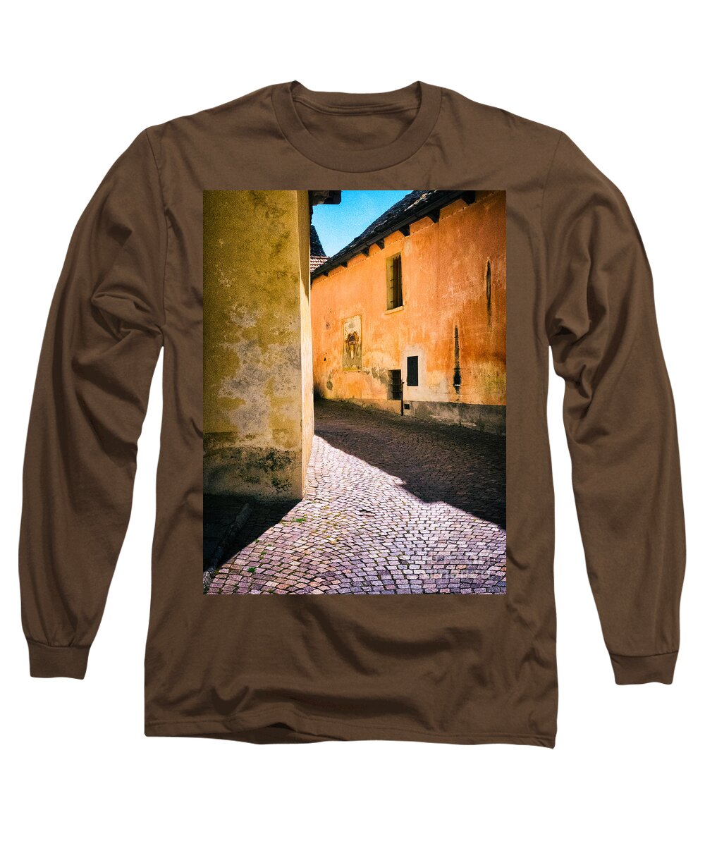 Alley Long Sleeve T-Shirt featuring the photograph Cobbled street by Silvia Ganora