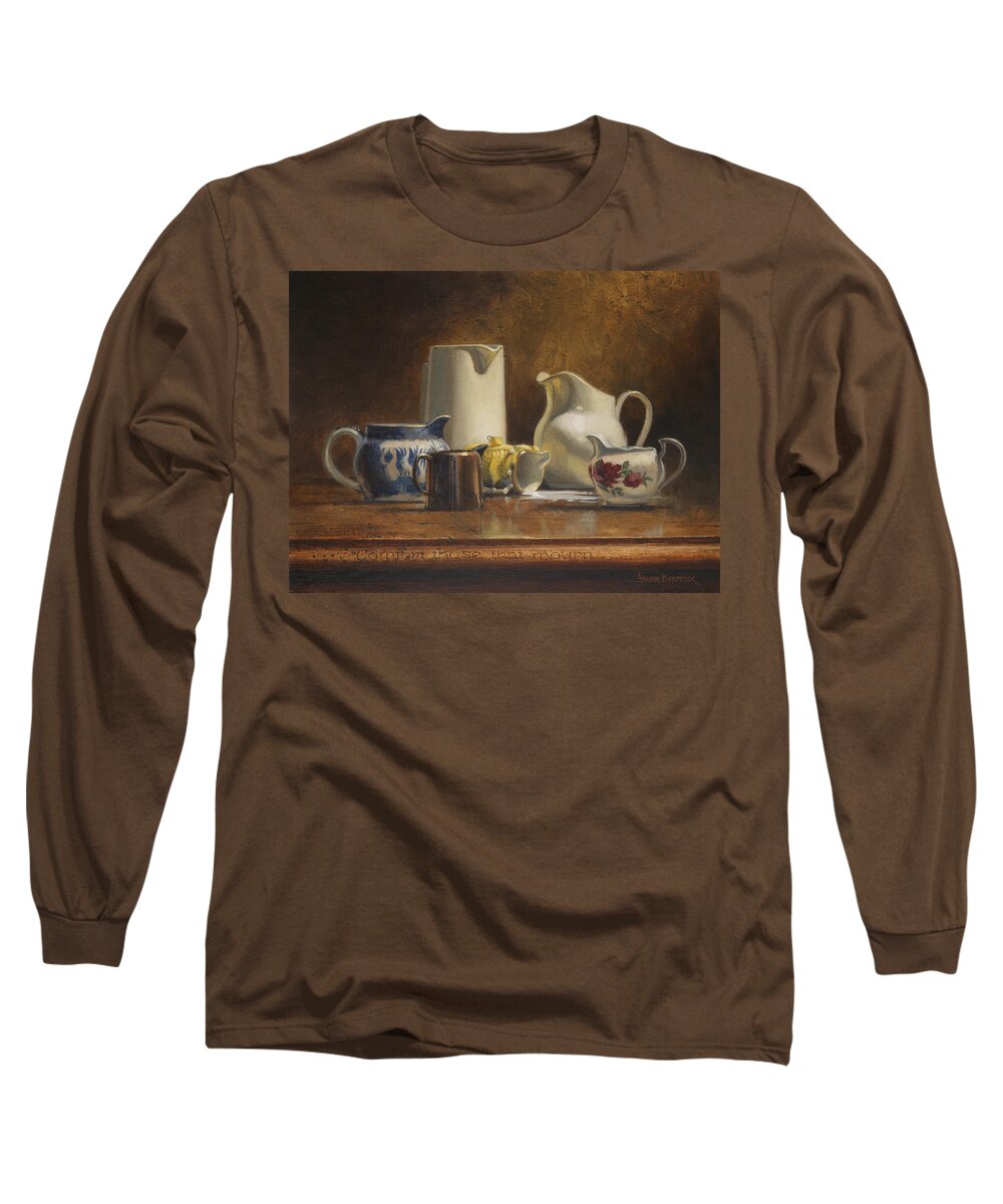 Humorous Long Sleeve T-Shirt featuring the painting Comfort those that Mourn by Graham Braddock