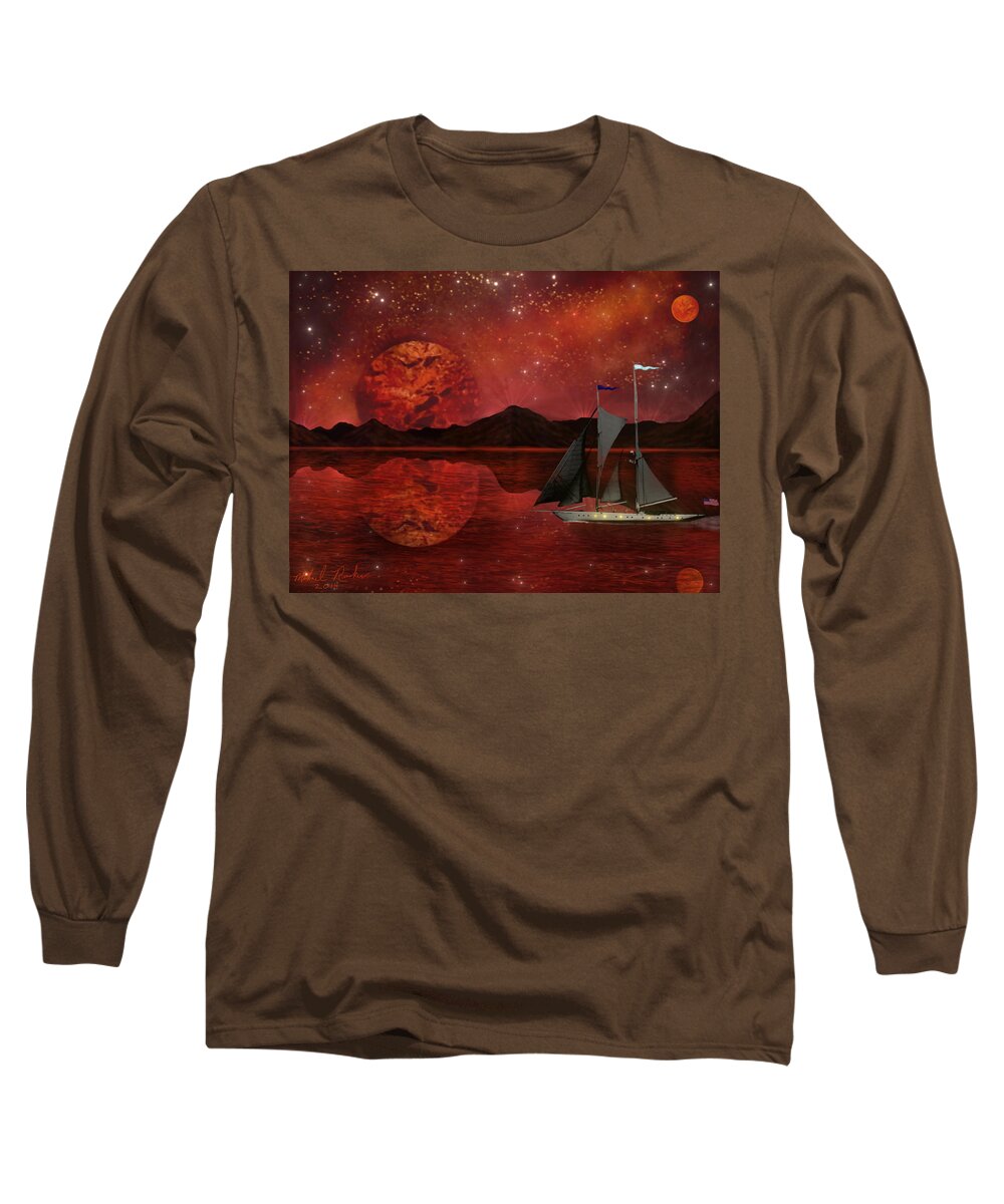 Cosmic Long Sleeve T-Shirt featuring the painting Cosmic Ocean by Michael Rucker
