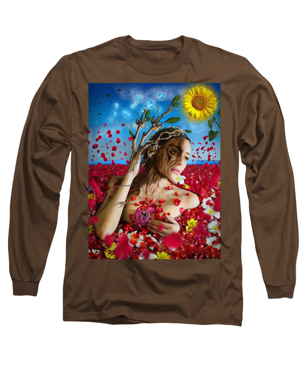 Dafne Long Sleeve T-Shirt featuring the digital art Dafne  Hit in the physical but hurt the soul by Alessandro Della Pietra