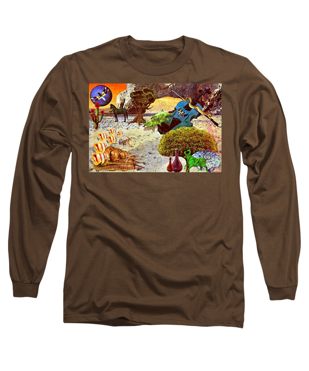 Violin Long Sleeve T-Shirt featuring the mixed media Desert Blues by Ally White