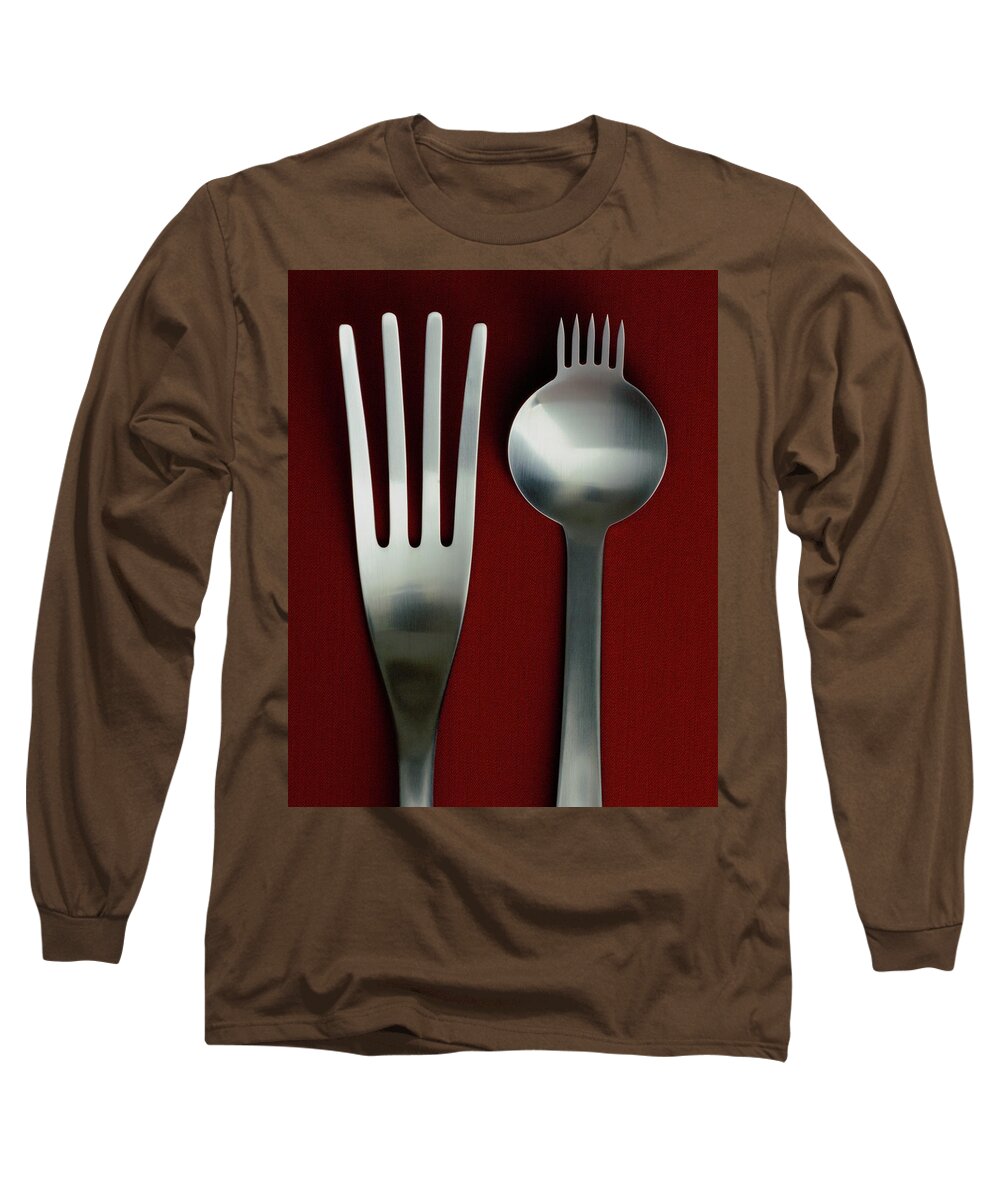 Kitchen Long Sleeve T-Shirt featuring the photograph Designer Cutlery by Romulo Yanes