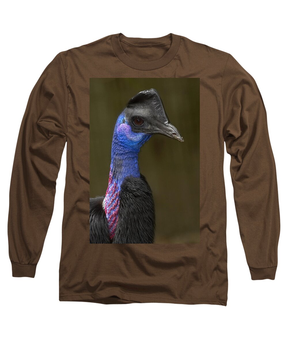 Feb0514 Long Sleeve T-Shirt featuring the photograph Dwarf Cassowary Portrait by San Diego Zoo