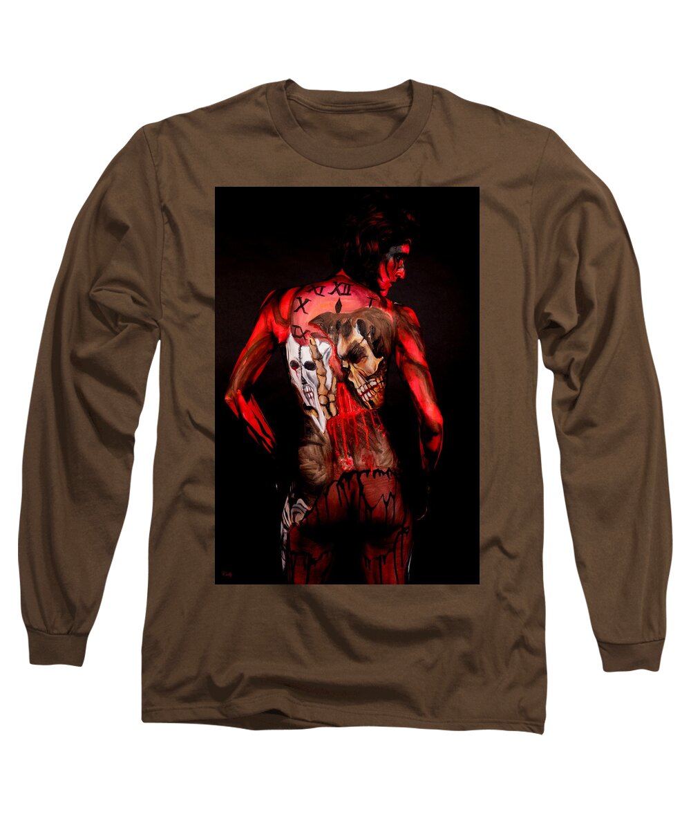 Edgar Allan Poe Long Sleeve T-Shirt featuring the photograph Edgar Allan Poe Tribute B by Angela Rene Roberts and Cully Firmin