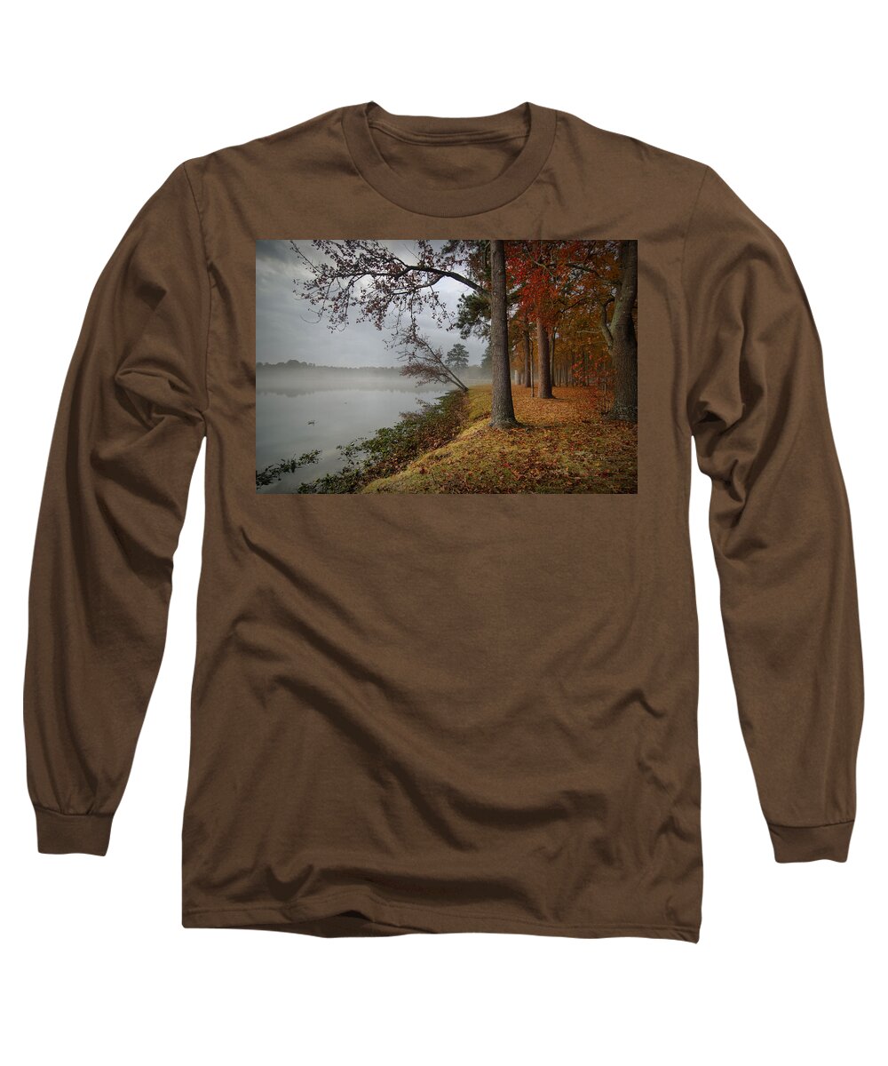 Lake Long Sleeve T-Shirt featuring the digital art Fall on the Lake by Linda Unger
