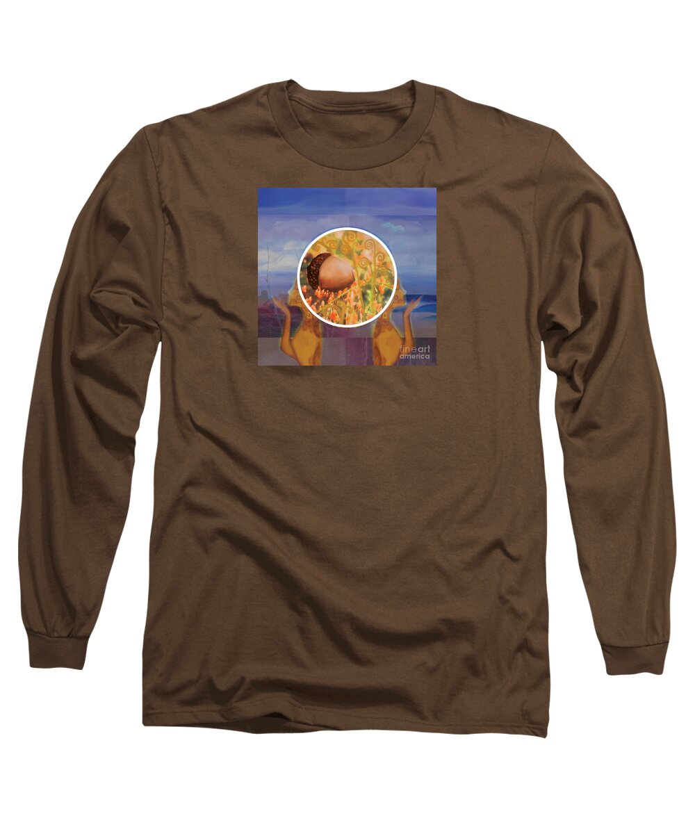 Acorn Long Sleeve T-Shirt featuring the painting Falling by Shelley Myers