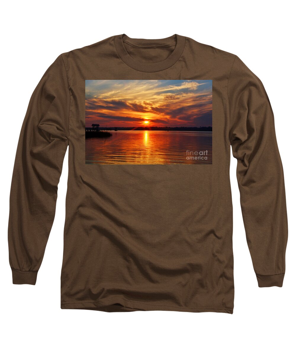 Sunset Long Sleeve T-Shirt featuring the photograph Firey Sunset by Kathy Baccari