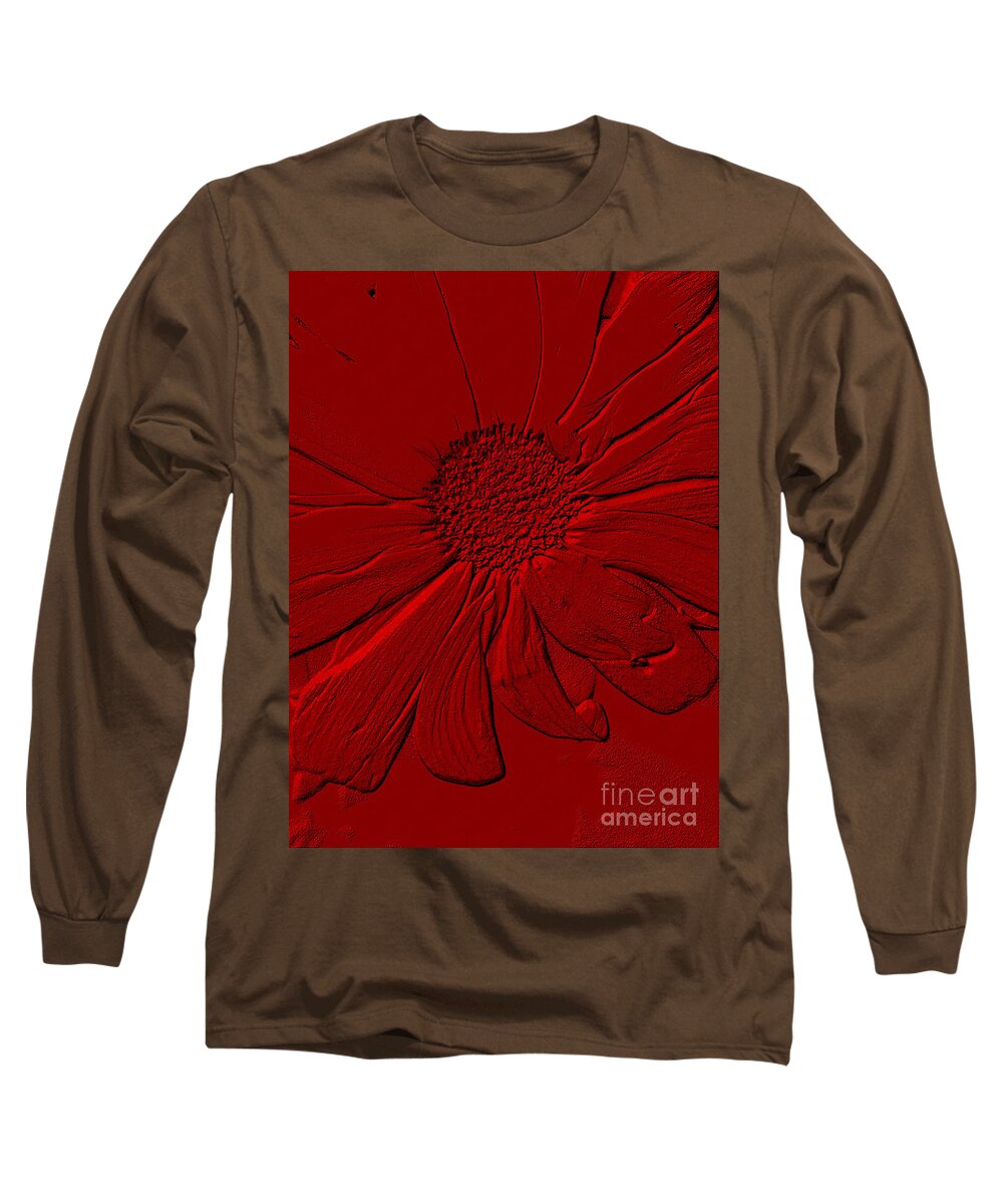 Red Flower Long Sleeve T-Shirt featuring the digital art Red Flower. Created by Oksana Semenchenko