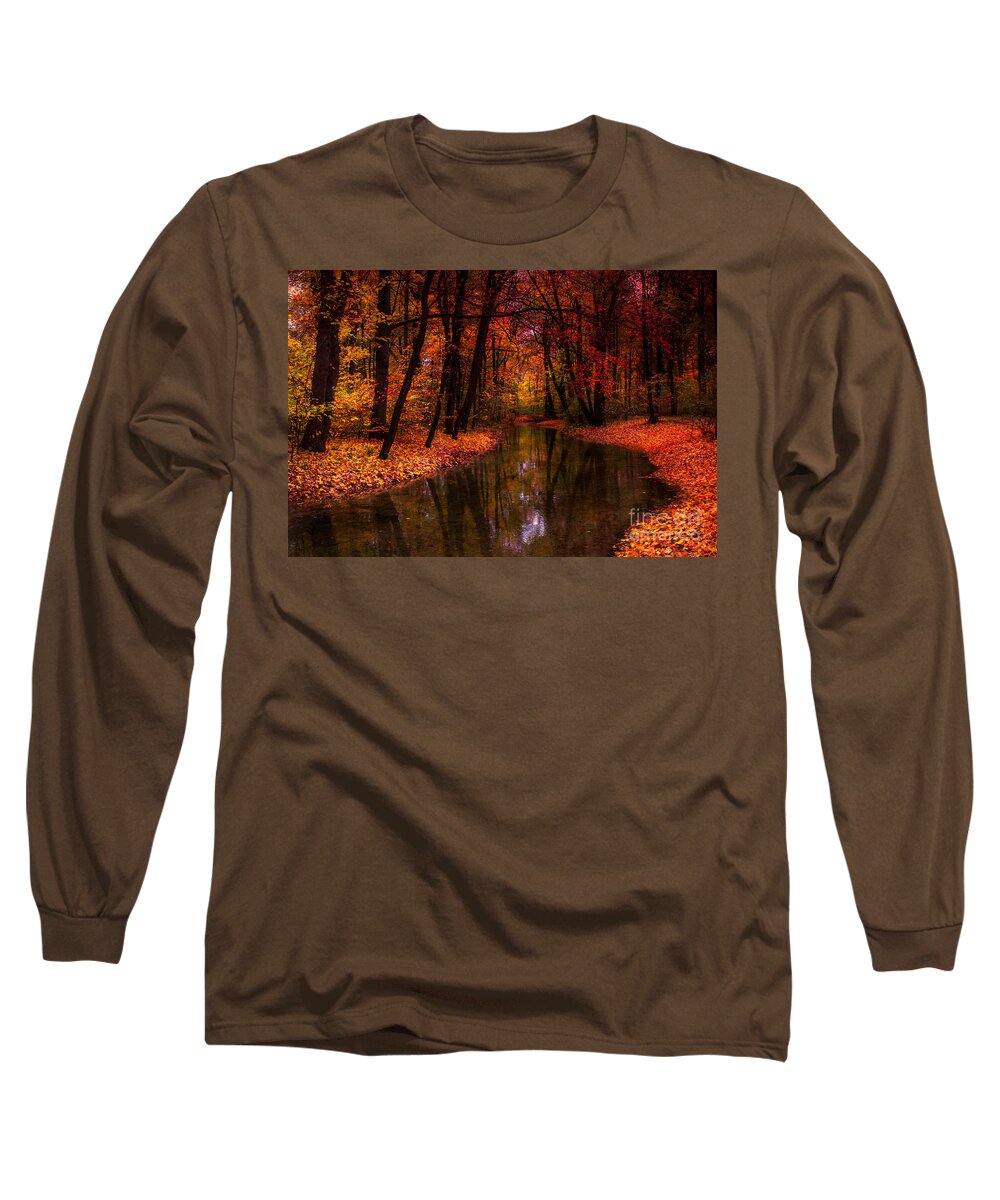Autumn Long Sleeve T-Shirt featuring the photograph Flowing Through The Colors Of Fall by Hannes Cmarits