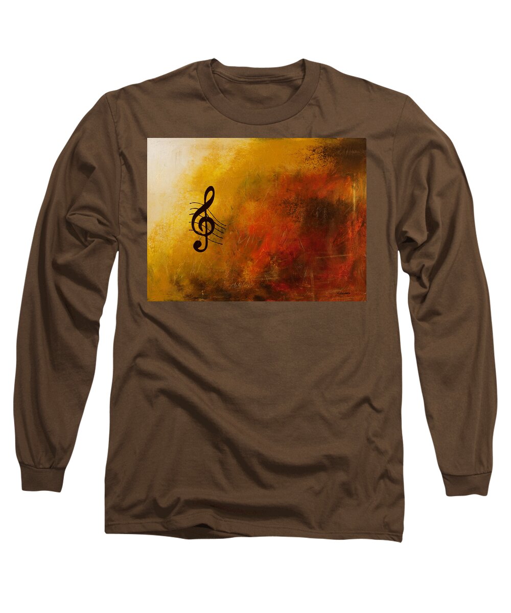 Music Abstract Art Long Sleeve T-Shirt featuring the painting G Symphony by Carmen Guedez