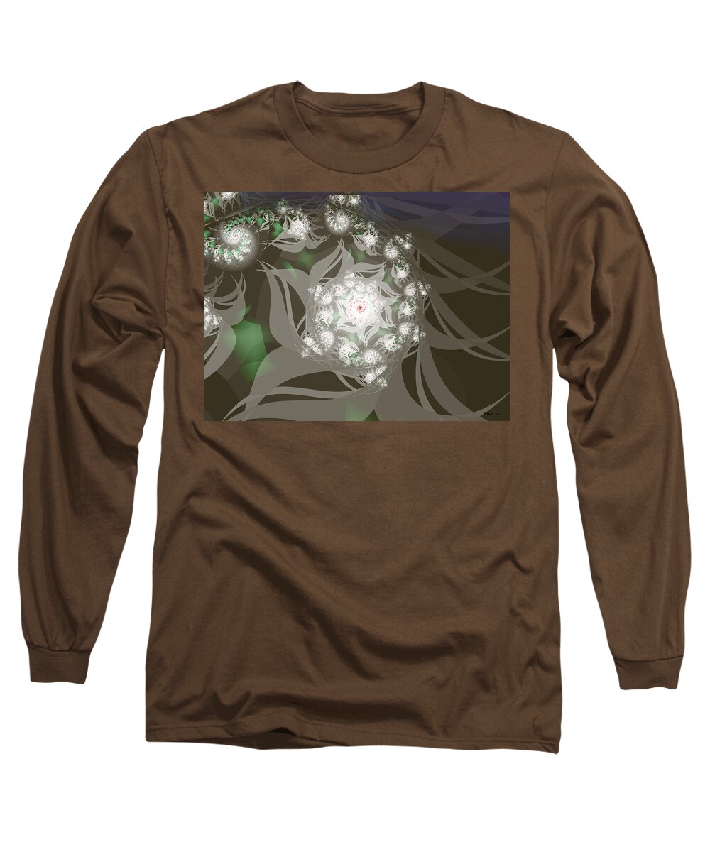 Fractal Art Long Sleeve T-Shirt featuring the digital art Garden Echos by Elizabeth McTaggart