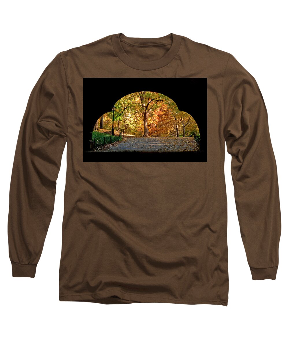 Central Park Long Sleeve T-Shirt featuring the photograph Golden Underpass by S Paul Sahm