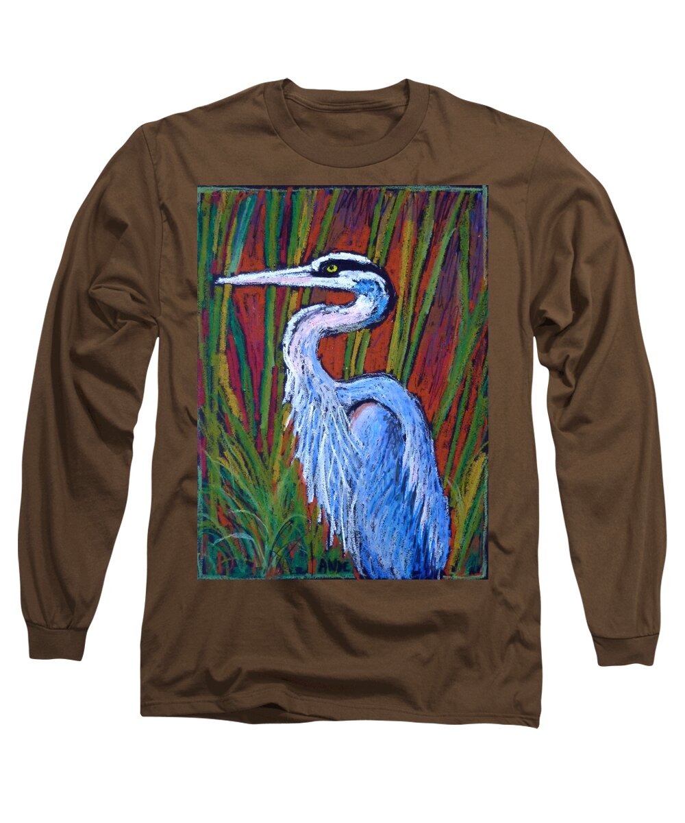 Blue Heron Long Sleeve T-Shirt featuring the painting Great Blue Heron by Ande Hall