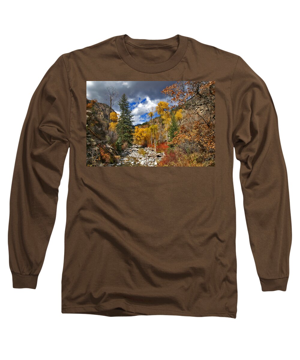 Glenwood Canyon Long Sleeve T-Shirt featuring the photograph Grizzly Creek Cottonwoods by Jeremy Rhoades