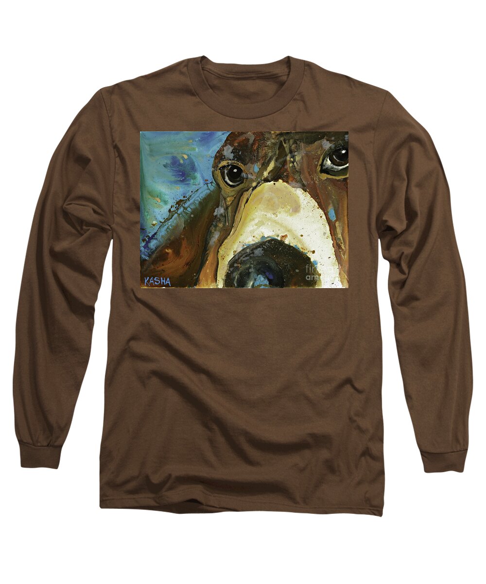 Dog Long Sleeve T-Shirt featuring the painting Gus by Kasha Ritter