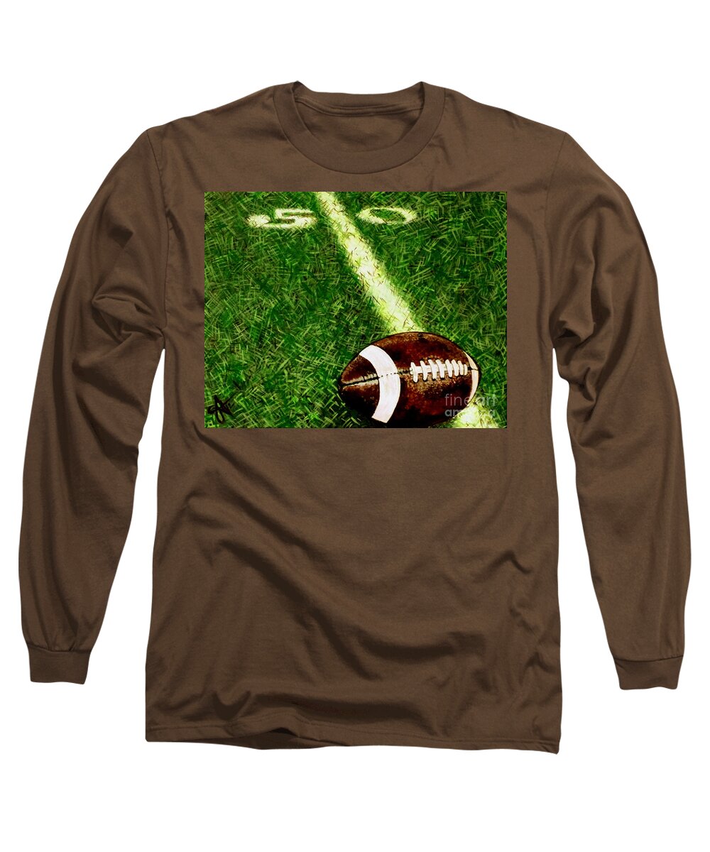 Football Long Sleeve T-Shirt featuring the painting Halfway There by Jackie Carpenter