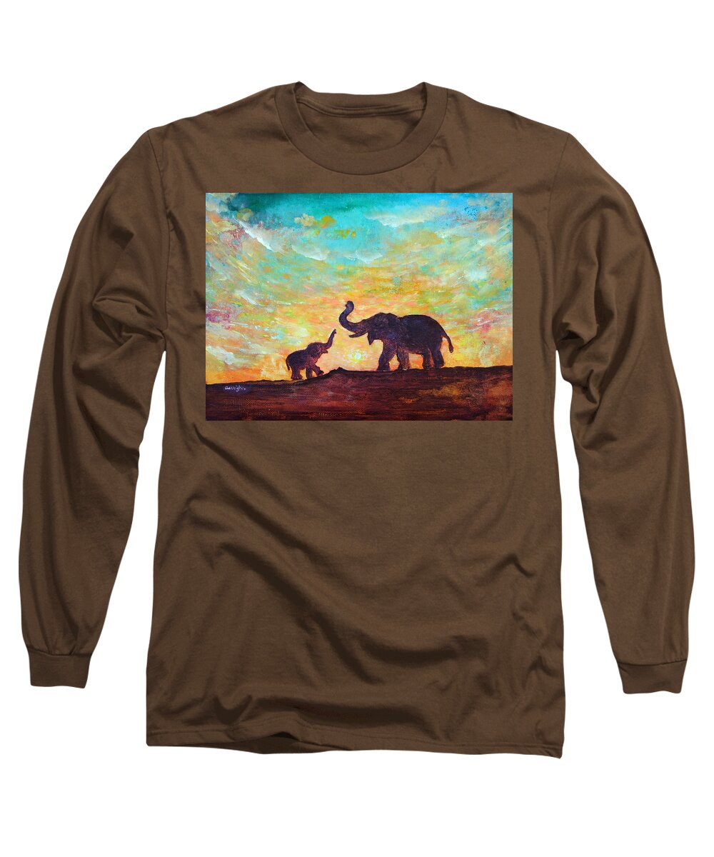 Elephants Long Sleeve T-Shirt featuring the painting Have Courage by Ashleigh Dyan Bayer