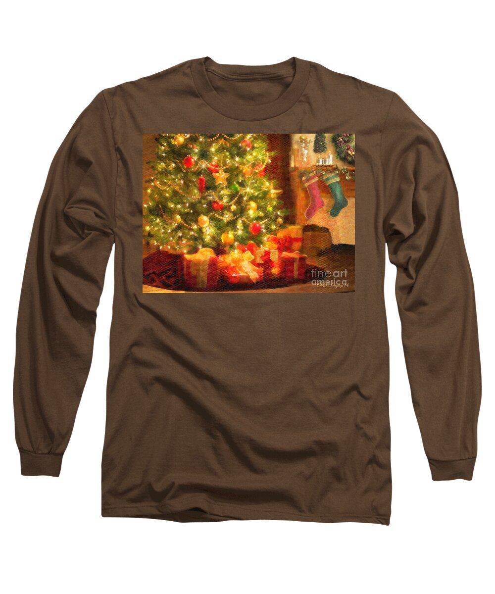 Card Long Sleeve T-Shirt featuring the painting Home for Christmas by Chris Armytage