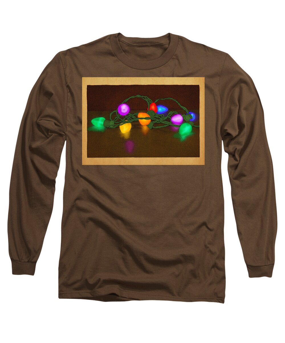 Lights Christmas Holiday Colors Long Sleeve T-Shirt featuring the drawing Illumination by Meg Shearer
