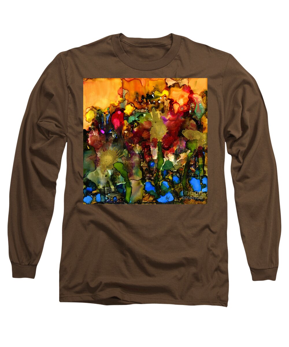 Ink Long Sleeve T-Shirt featuring the painting In My Sister's Garden by Angela L Walker