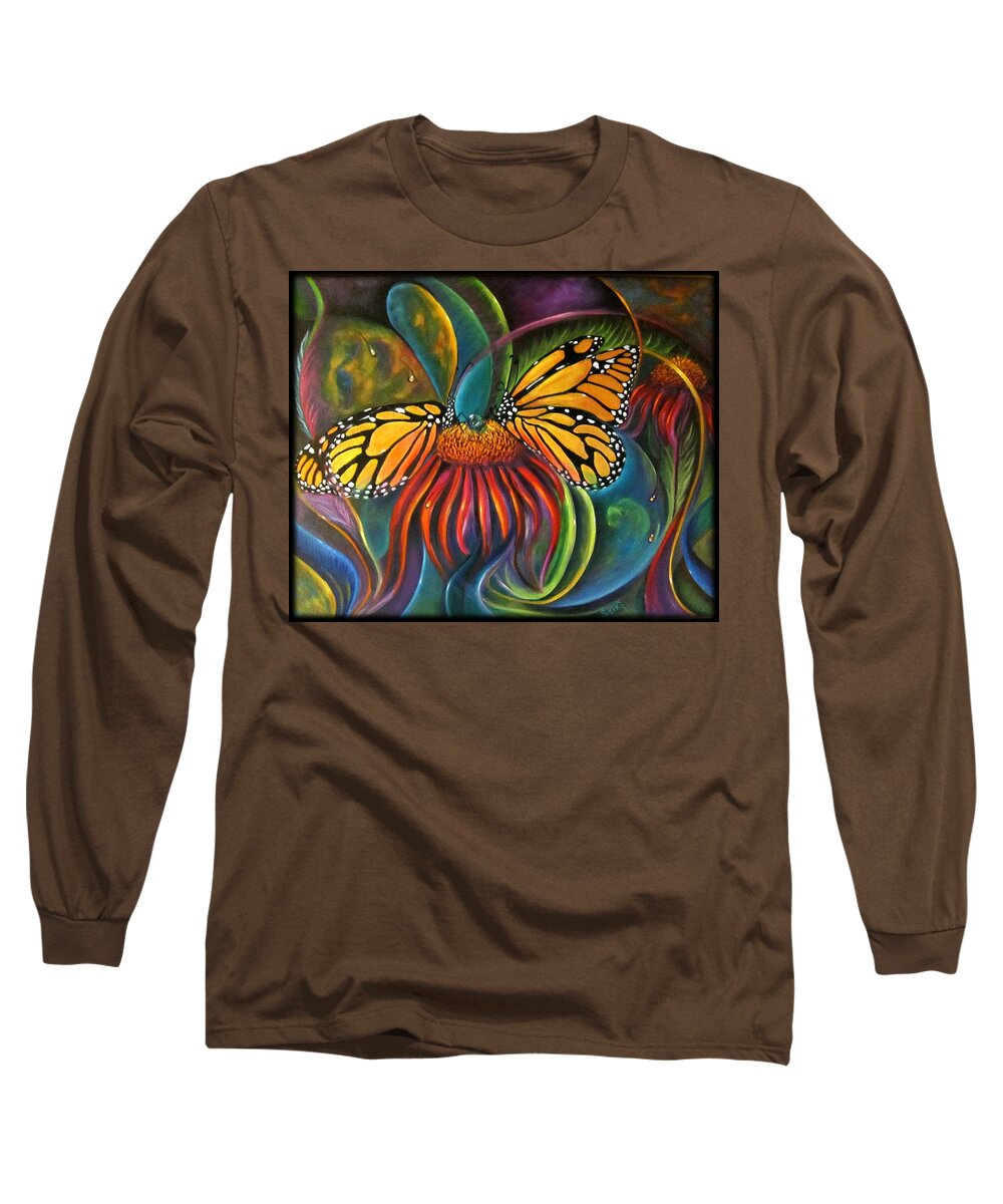 Curvismo Long Sleeve T-Shirt featuring the painting In The Garden by Sherry Strong