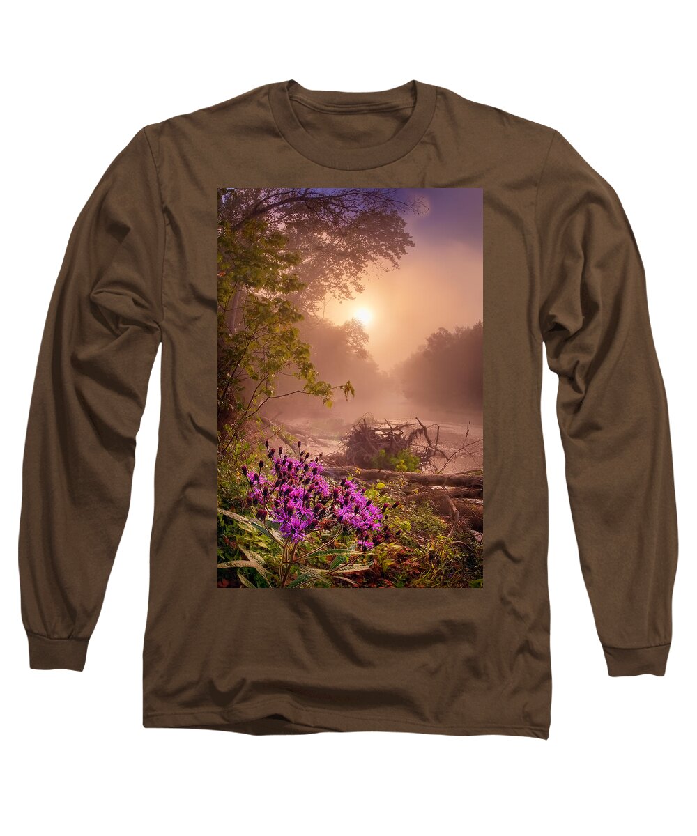 2013 Long Sleeve T-Shirt featuring the photograph Ironweed in Mist by Robert Charity
