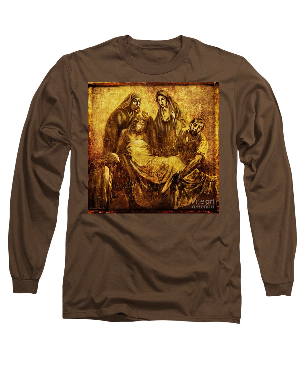 Jesus Long Sleeve T-Shirt featuring the digital art Laid_in_the_Tomb Via Dolorosa 14 by Lianne Schneider