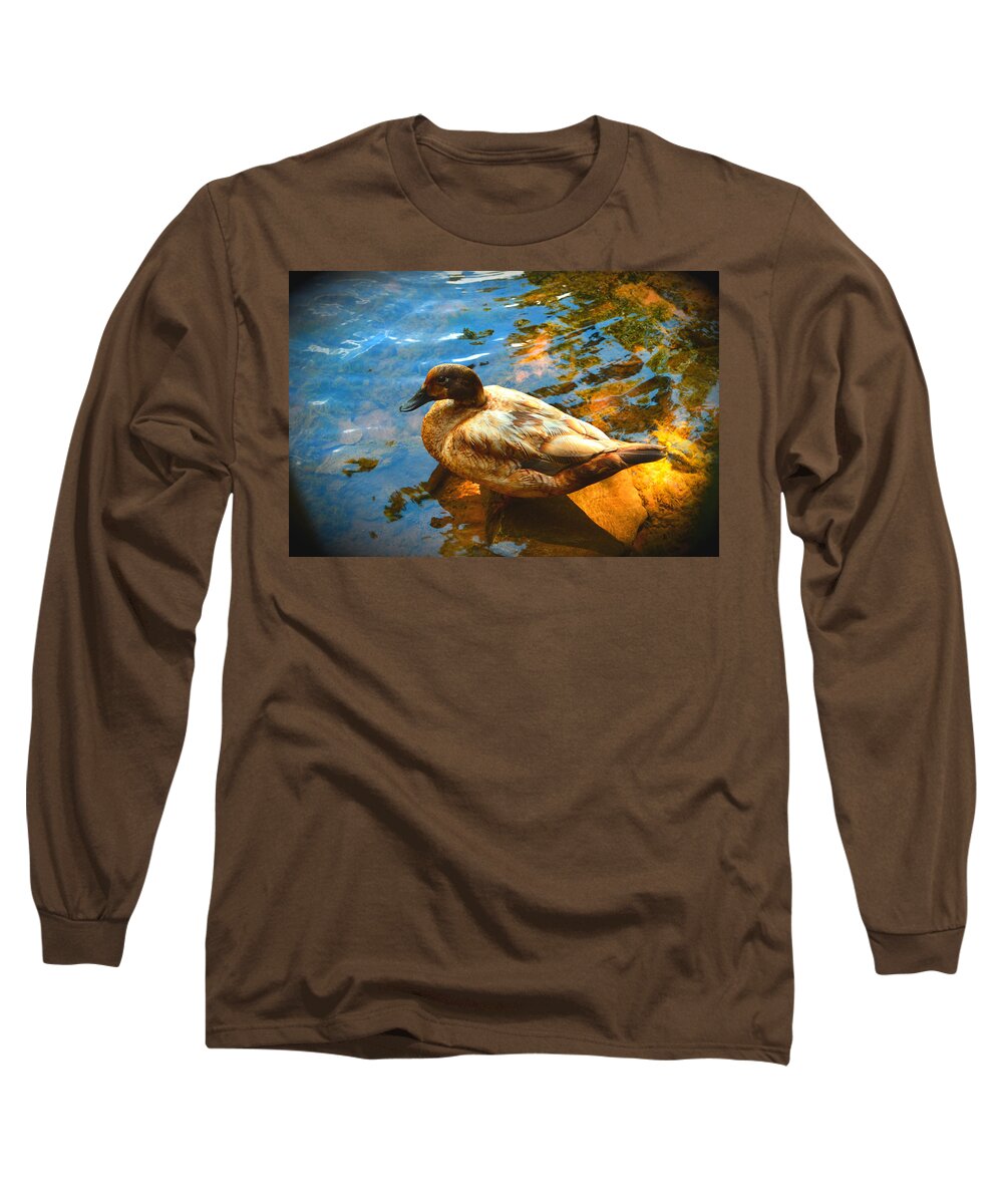 Lake Ducks Long Sleeve T-Shirt featuring the photograph Lake Duck Vignette by Stacie Siemsen