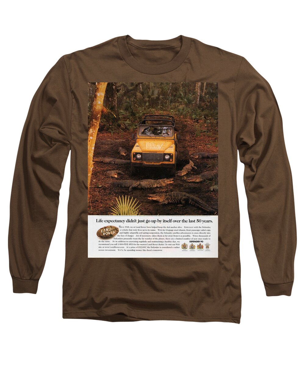 Landrover Long Sleeve T-Shirt featuring the photograph Land Rover Defender 90 Ad by Georgia Clare