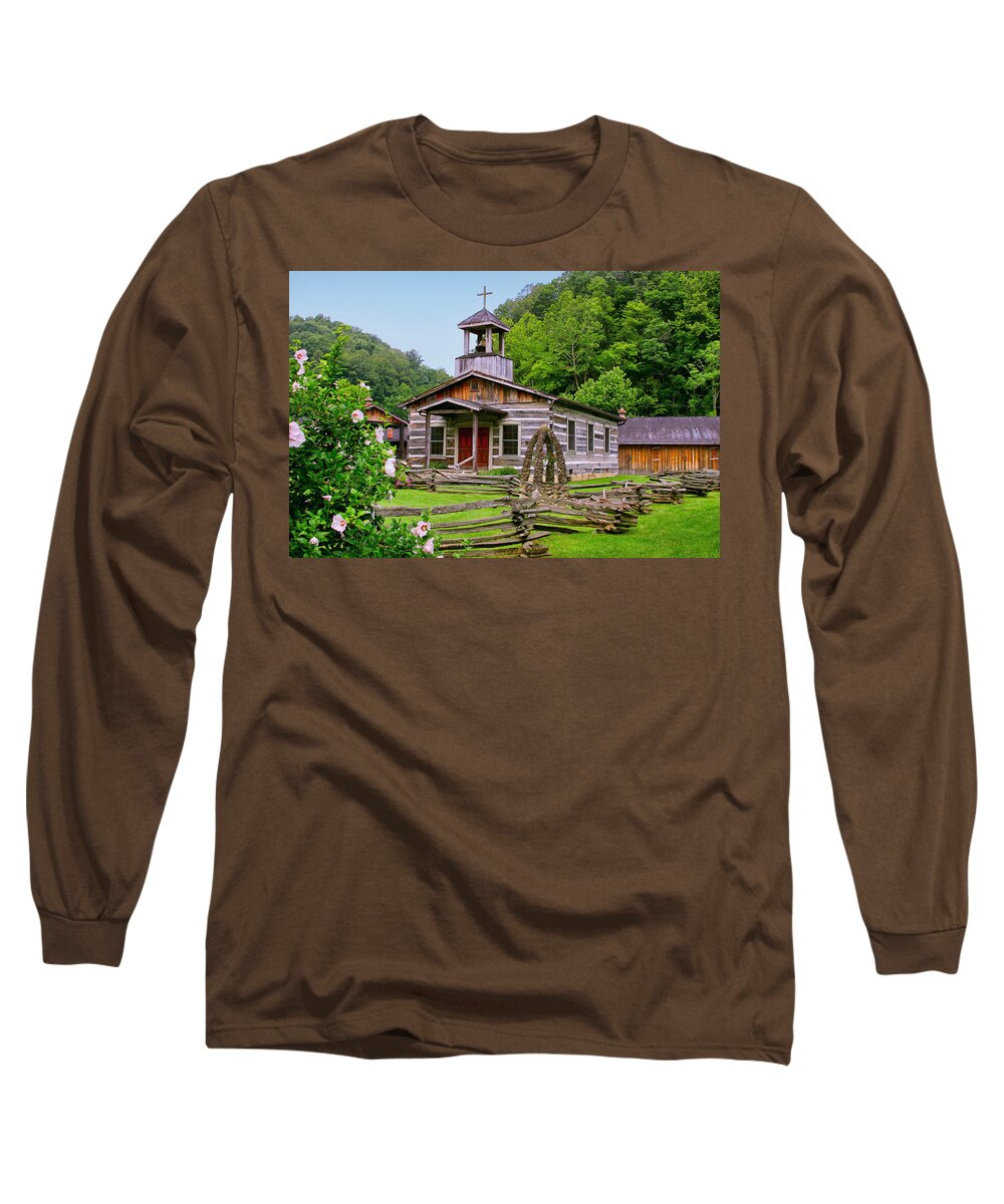Logs Long Sleeve T-Shirt featuring the photograph Log Church by Mary Almond