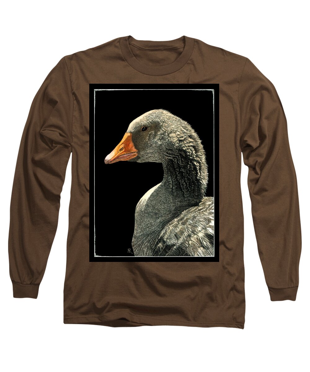 Goose Long Sleeve T-Shirt featuring the drawing Lucy by Ann Ranlett