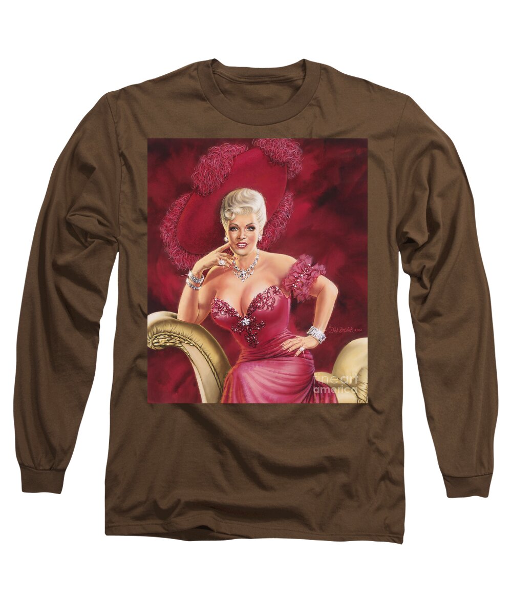  Portrait Long Sleeve T-Shirt featuring the painting Mae West by Dick Bobnick