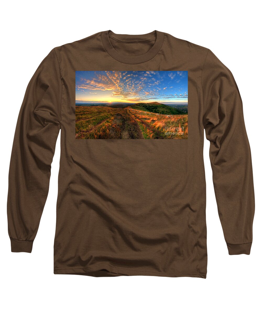 Yhun Suarez Long Sleeve T-Shirt featuring the photograph Malvern Hills Sunset 2.0 by Yhun Suarez