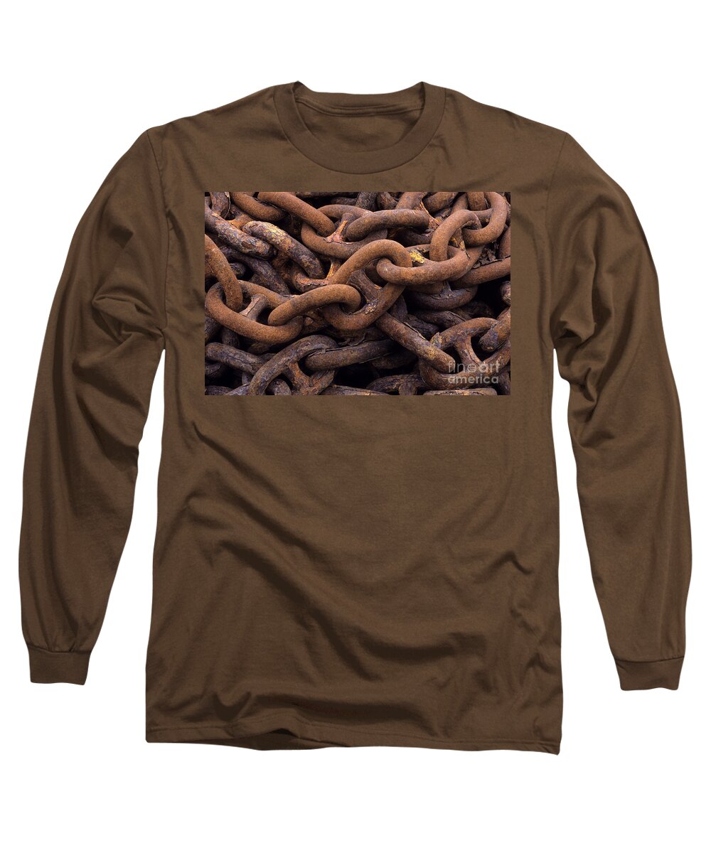 Link Long Sleeve T-Shirt featuring the photograph Metal Chains Linked by Jim Corwin