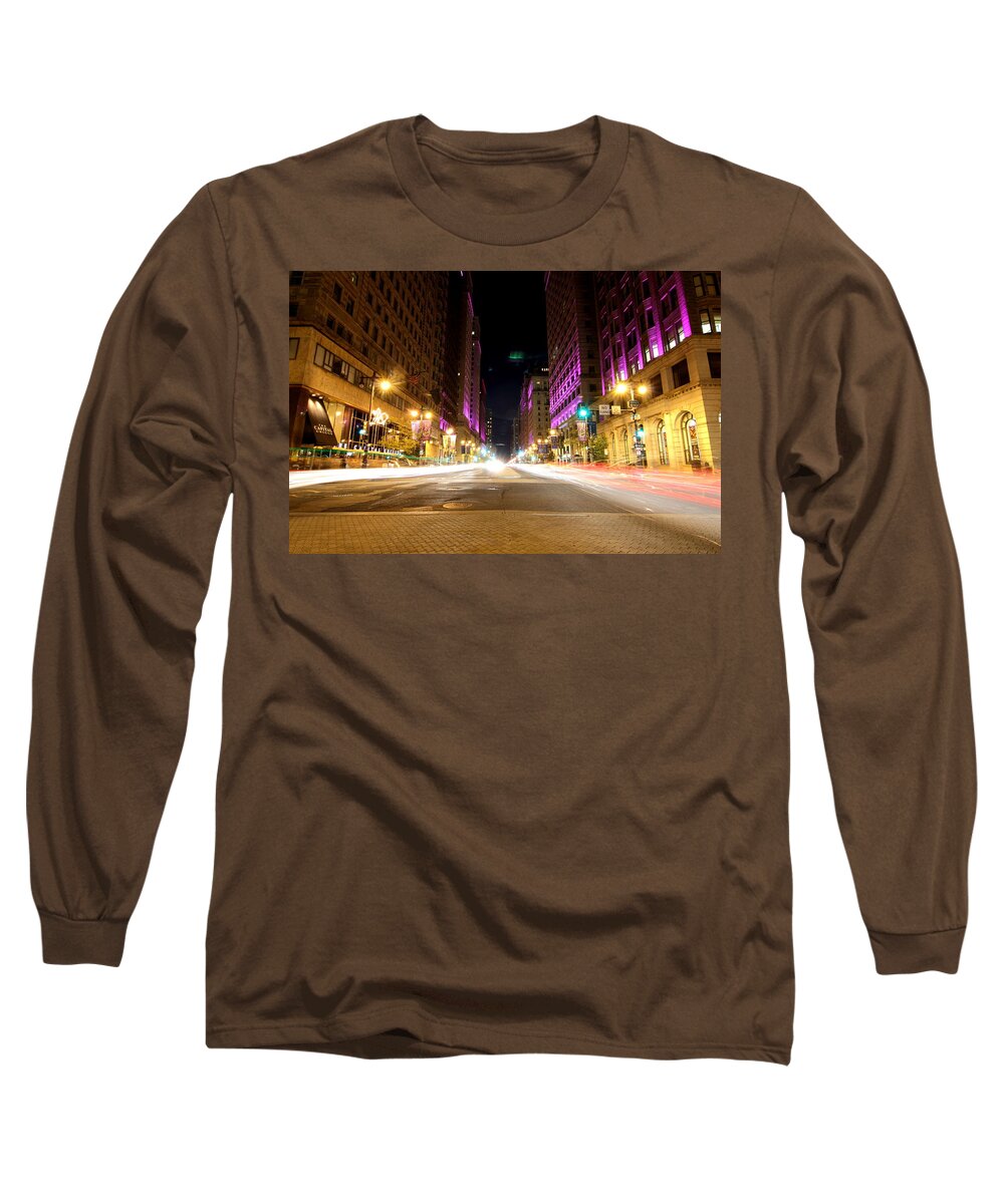 Cityscape Long Sleeve T-Shirt featuring the photograph Night Life by Paul Watkins