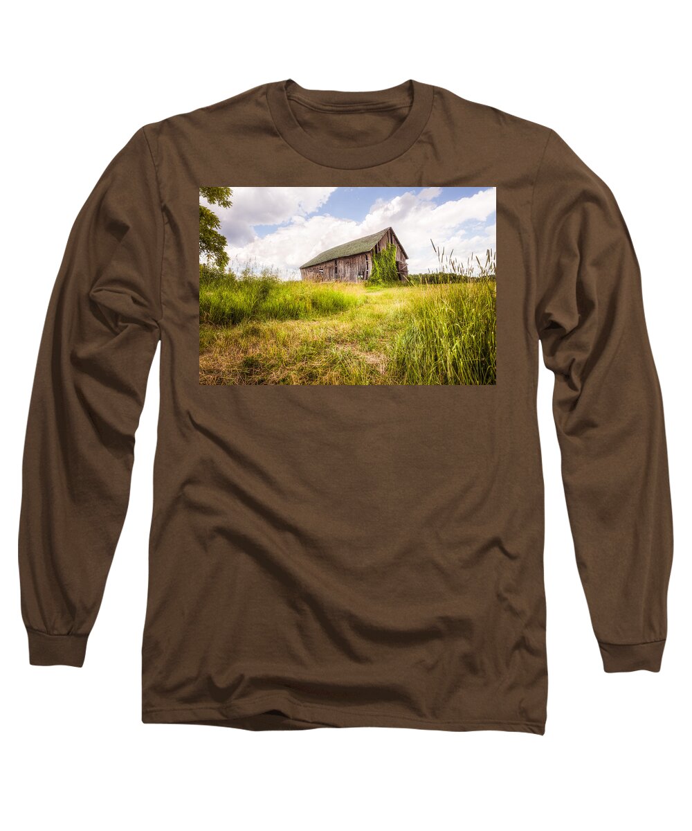 Old Barn Long Sleeve T-Shirt featuring the photograph Old Barn in Ontario County - New York State by Gary Heller
