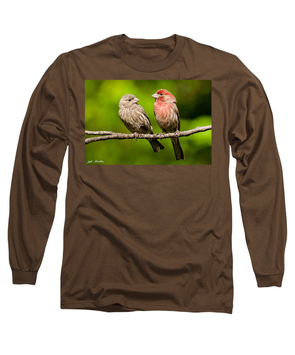 Affectionate Long Sleeve T-Shirt featuring the photograph Pair of House Finches in a Tree by Jeff Goulden