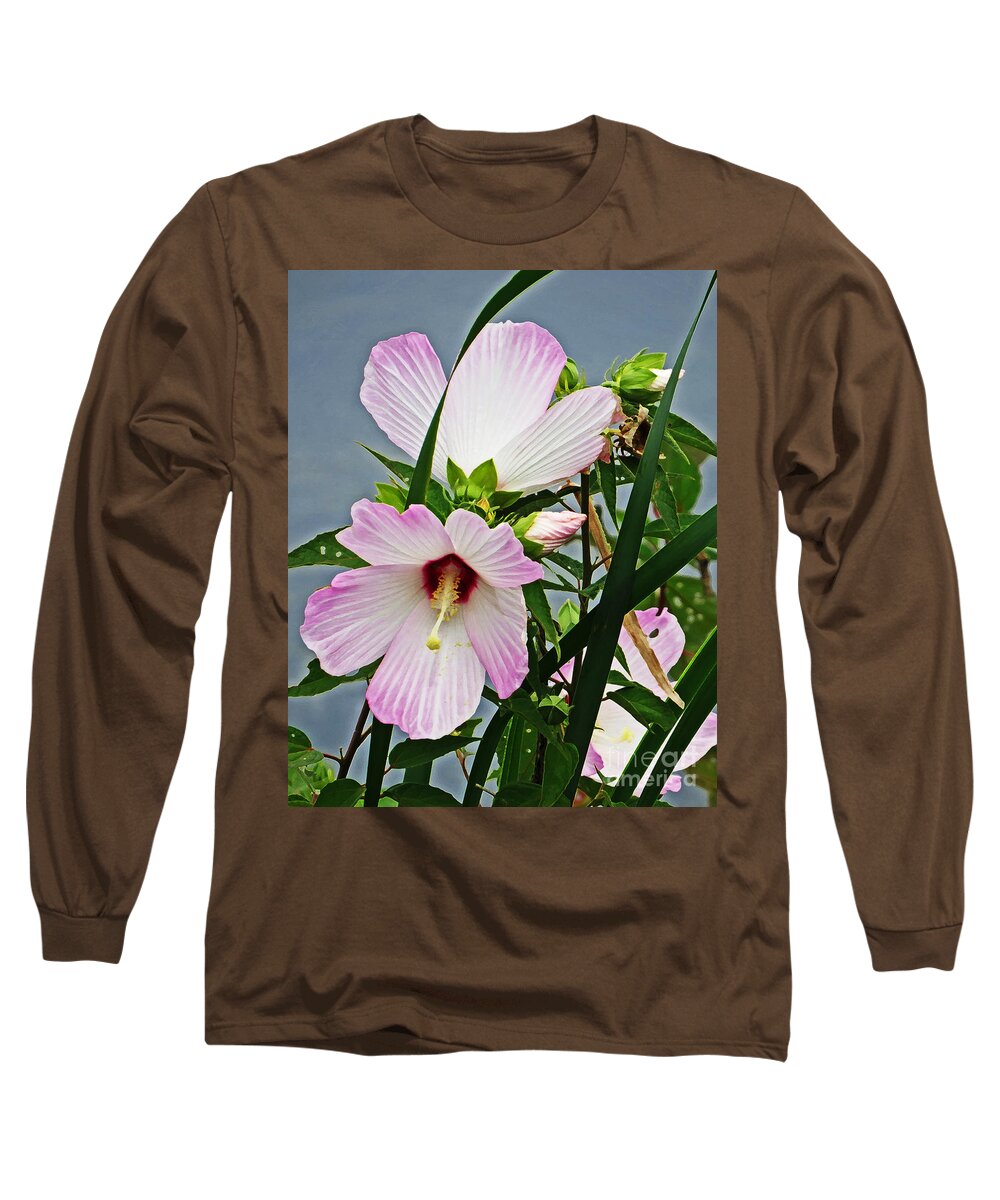Ibiscus Syriacus Long Sleeve T-Shirt featuring the photograph Pink Flowers by Dawn Gari