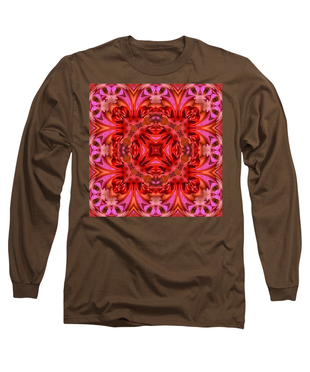 Kaleidoscope Long Sleeve T-Shirt featuring the digital art Pink Perfection No 2 by Charmaine Zoe