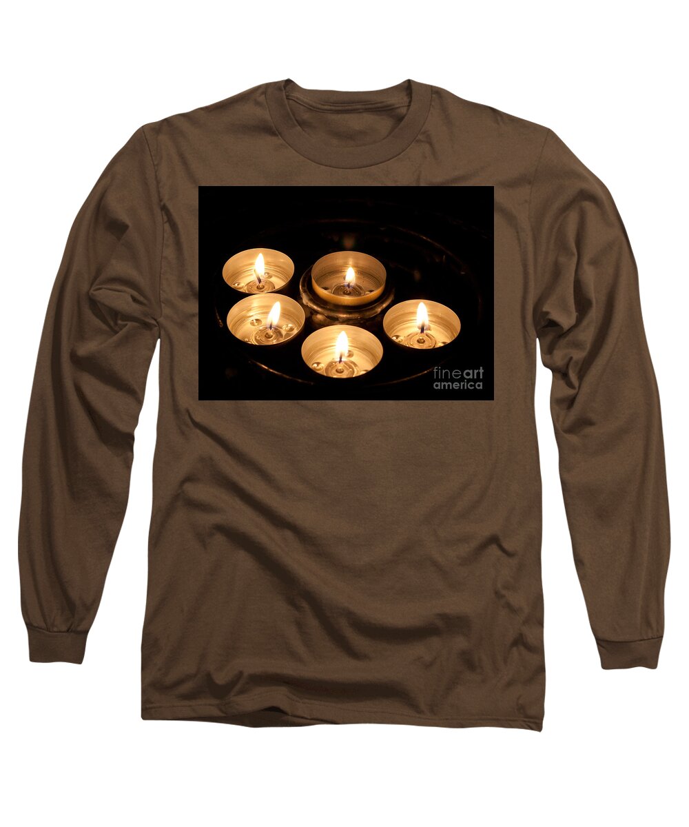 Notre Long Sleeve T-Shirt featuring the photograph Prayer Candles in Notre Dame by John Daly