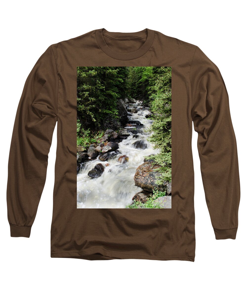 Dakota Long Sleeve T-Shirt featuring the photograph Rapids on Crazy Woman Creek by Greni Graph