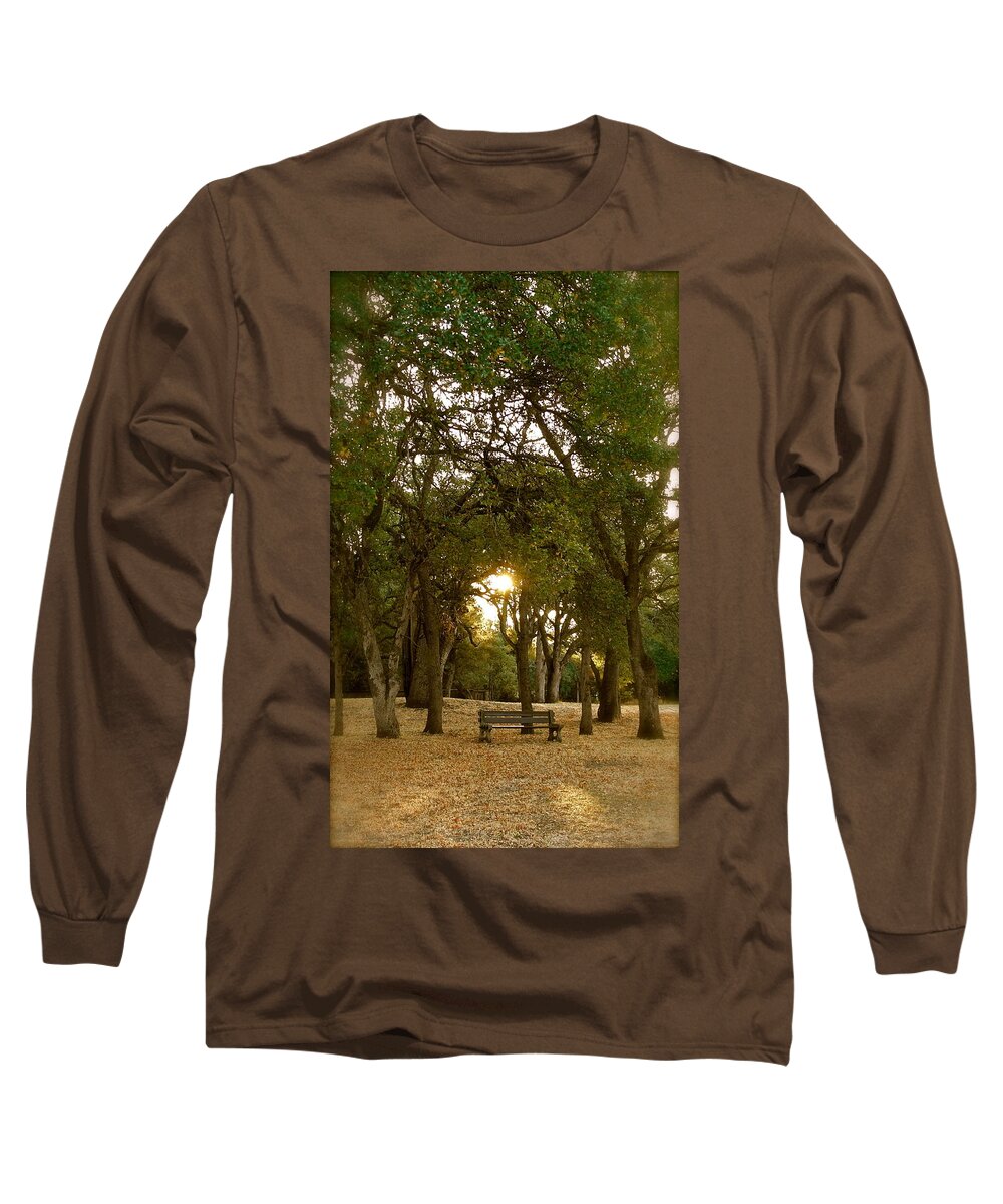Park Bench Long Sleeve T-Shirt featuring the photograph Reflection at Sunrise by Michele Myers