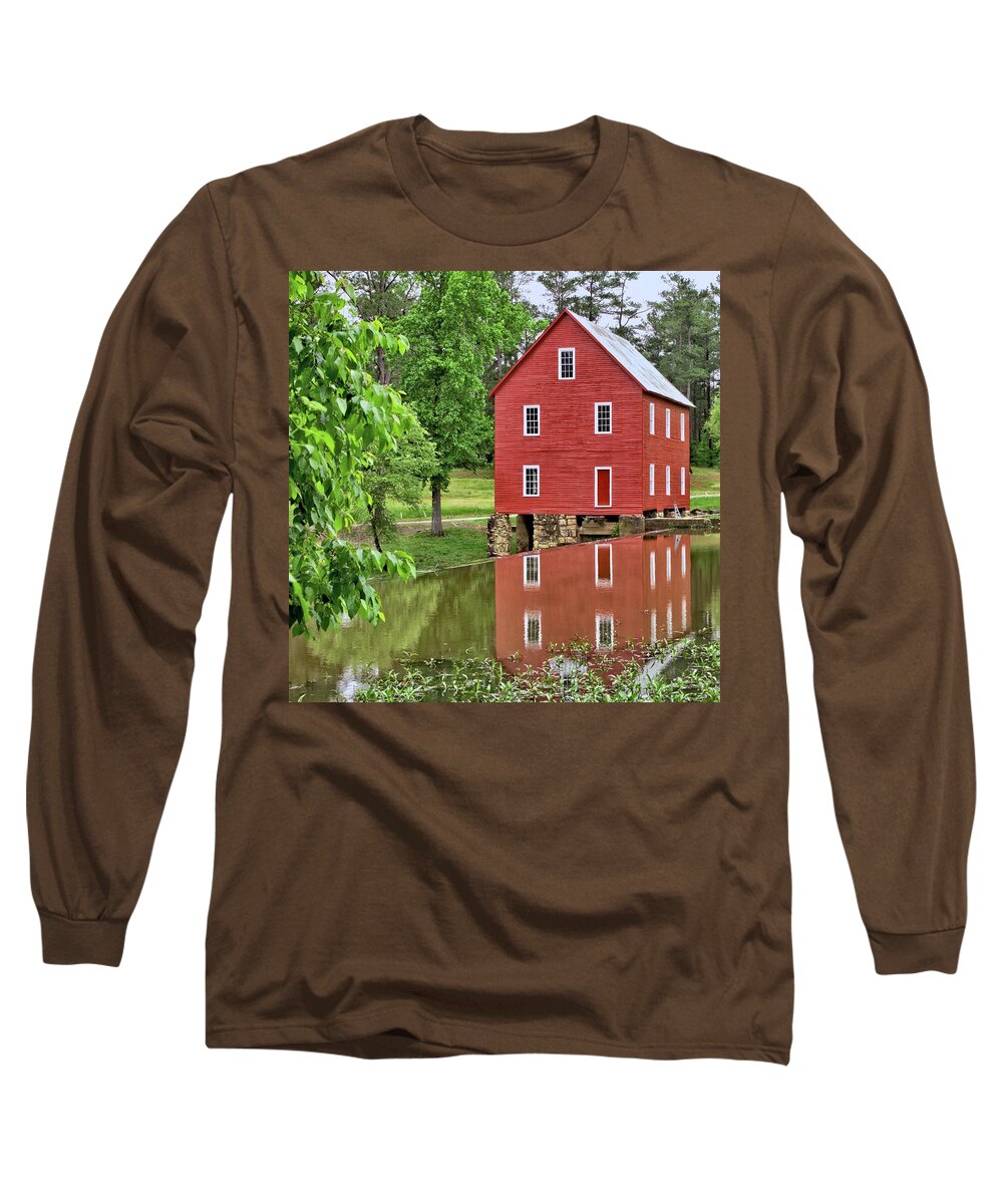 8619 Long Sleeve T-Shirt featuring the photograph Reflections of a Retired Grist Mill - Square by Gordon Elwell