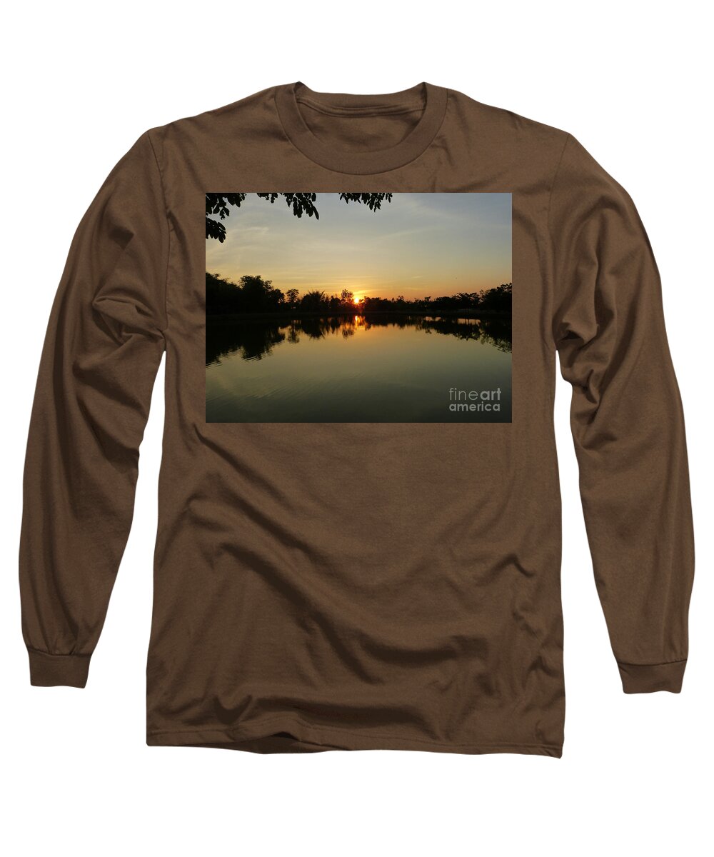 Sunset Long Sleeve T-Shirt featuring the photograph Reflections at Dusk by Marguerita Tan