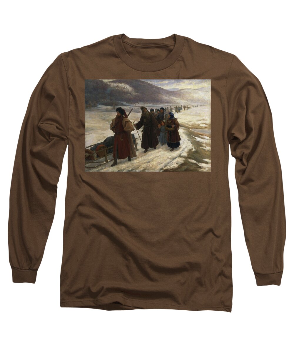 Road Long Sleeve T-Shirt featuring the photograph Road To Siberia Oil On Canvas by Sergei Dmitrievich Miloradovich
