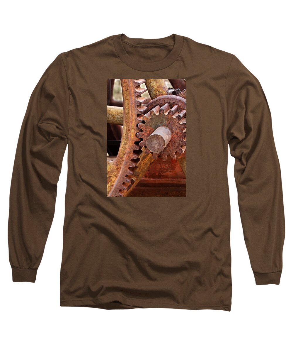 Gears Long Sleeve T-Shirt featuring the photograph Rusty Metal Gears by Phyllis Denton