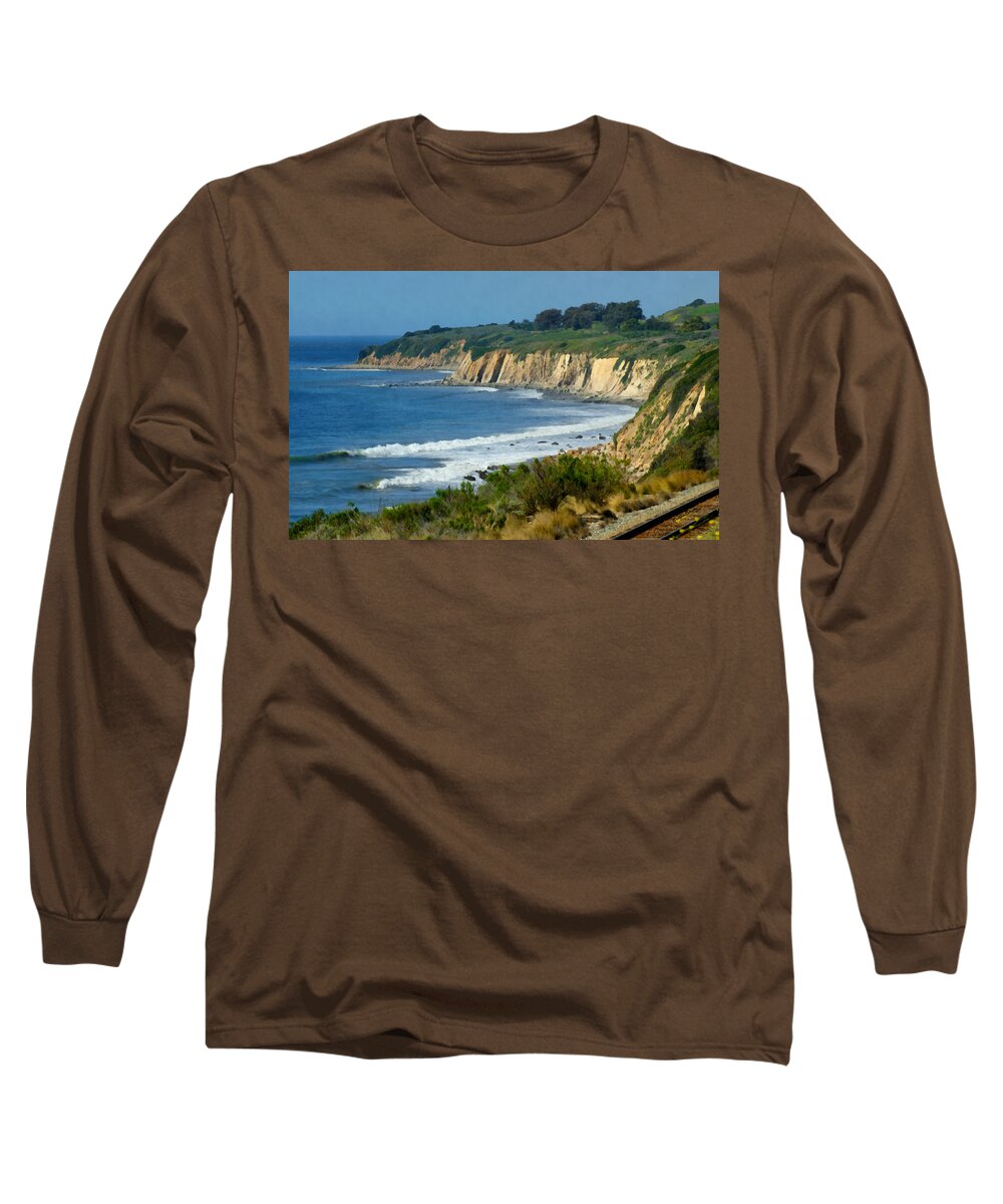 Santa Barbara Coast Long Sleeve T-Shirt featuring the digital art Santa Barbara Coast by Ernest Echols